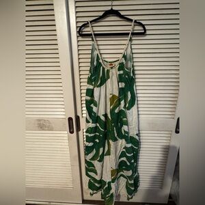 FARM Rio Green Leaf Print Dress